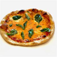 Pizza Margherita · Marinara, fresh mozzarella, basil, cracked black pepper and extra virgin olive oil.