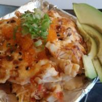Lobster Dynamite · Spicy shrimp and crab, Langostino and mushroom; baked with spicy mayo, topped with eel sauce...