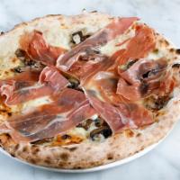 Il Casaro Pizza · Mozzarella, grana padana, cremini mushroom and San Daniele prosciutto.