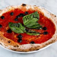 Marinara Pizza · Tomato sauce, basil, black olives and oregano.