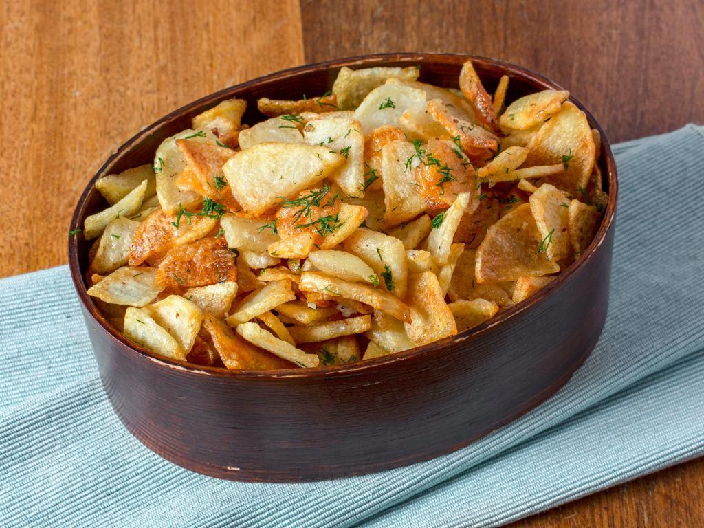 Crispy Potatoes · Fresh dill and garlic.