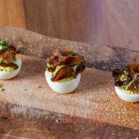Shitake Mushroom Deviled Eggs · Stuffed with wild mushrooms and caramelized onions.