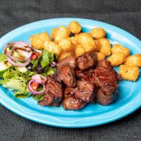 Our Famous Steak Tips · This house favorite comes with about 9 of our house in house, teriyaki marinade with a side ...
