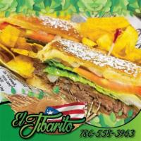 Bistec Sandwich · Queso suizo, lechuga, tomate and mayonesa.