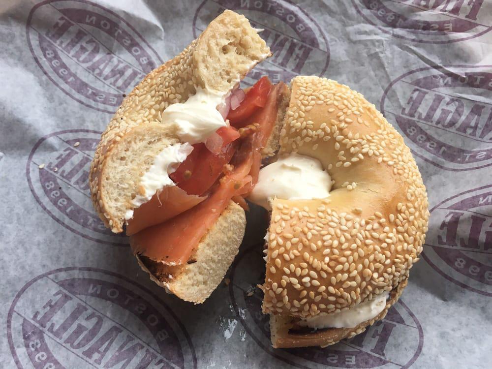 Classic Smoked Salmon and Capers Sandwich · Smoked salmon, scallion cream cheese, tomato, onions, and capers on your favorite bagel.