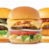 Trio Burger · Choose 3 (3 oz) proteins, mix and match your toppings.
