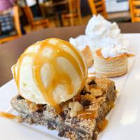 Chocolate Fudge Brownie · Served with Creamy Vanilla Ice-cream
