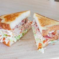 Wall Street Club Sandwich  · Cold. Turkey, ham, roast beef, bacon, provolone, lettuce, tomato, mayo, salt and pepper, but...