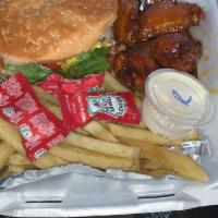 Pooh Pooh Platter · POOH POOH PLATTER-Cheeseburger, 5 piece wings, fries, cake, roll and Bankhead punch.
BPM DEL...