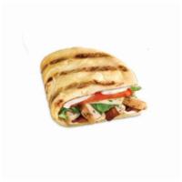 Chicken Bacon Ranch Flatbread · All natural chicken, smoky bacon, all natural Swiss, iceberg lettuce, tomatoes and buttermil...