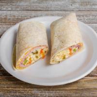 Ranchero · Ranchero salsa and egg breakfast sandwich or burrito with cheddar cheese on your choice of b...