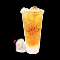 Lychee on Lychee · Lychee infused black tea with lychee coconut jelly.