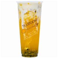 Passion Sunrise  · Passion fruit with sparkling water and organic house cream (dairy).
