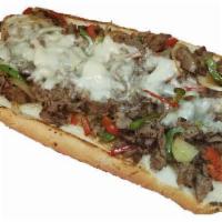 #4. PEPPER CHEESE STEAK · Sirloin Steak, American Cheese, Grilled Onions, Green Peppers, Sweet Peppers