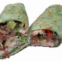 #11. CHEESE STEAK HOUSE WRAP · Sirloin Steak, American Cheese, Grilled Onions, Green Peppers, Sweet Peppers, Mushrooms, Hou...