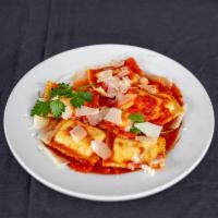 5. Ravioli · Pasta stuffed with six kinds of cheese served with our marinara tomato sauce. Served with ou...