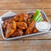 Wing Large Order · 10 wings with a choice of spicy Buffalo, BBQ, or mango habanero sauce, served with ranch dre...