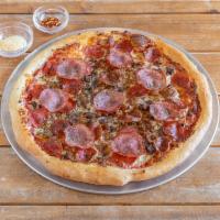 Meat Lover's Specialty Pizza · Pepperoni, sausage, Canadian bacon, seasoned beef.