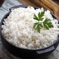 Plain Rice · Basmati rice with saffron, cumin, cardamom, and cinnamon.