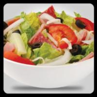 Antipasto Salad · Lettuce, tomatoes, ham, salami, onions, black olives and cheese.