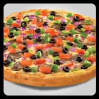 Veggie Pizza · Mushrooms, green peppers, black olives, onions and yellow peppers. 
