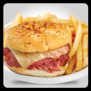Big Busters Reuben · Corned beef, cheese, coleslaw, and Thousand Island Dressing. Served with fries & slaw on side