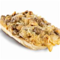 Pepito Sobredosis · Flat baguette bread with your choice of beef tenderloin or chicken (can be mixed), bacon, mu...