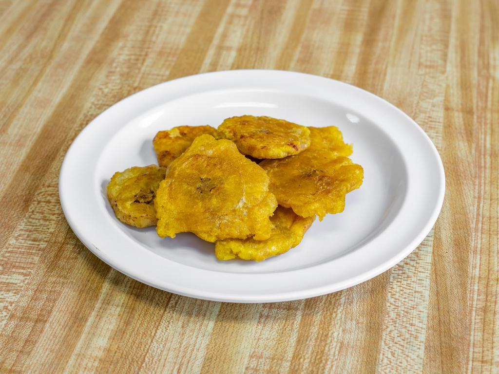 Fried Plantains · Tostones. Cooked in oil.