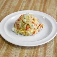Potato Salad · Ensalada de papa. 
Potatoes, eggs, carrots, and mayonnaise 