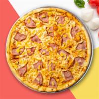 Hawaiian Pizza · Are you sure pineapples go on pizza? Pineapples and ham pizza baked in an oven
