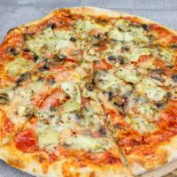 14. Classico Pizza ·  Tomato sauce, pepperoni, artichoke hearts, fresh mushrooms, Parmesan and mozzarella cheese,...