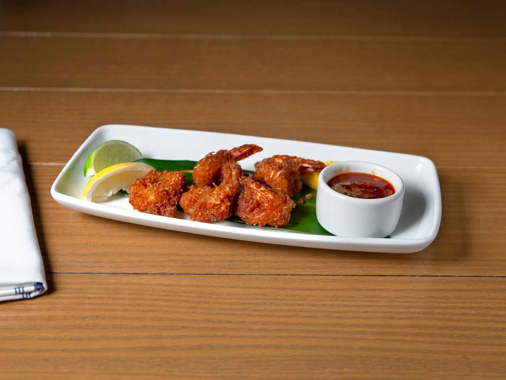 Coconut Crusted Shrimp Dinner · Served with chili sauce.