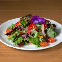 Mixed Field Greens Salad Lunch · Young lettuce, soft herbs, toy box tomatoes, red wine vinaigrette.