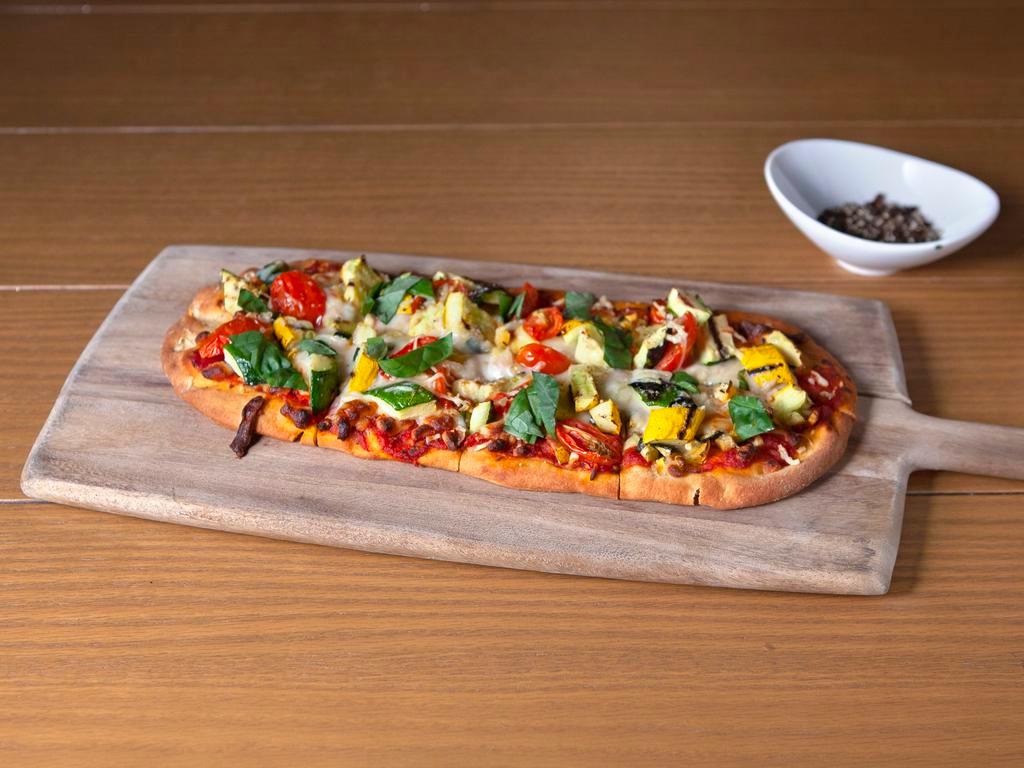 Grilled Vegetable Flatbread Lunch · Marinara sauce, mozzarella and  provolone cheeses.