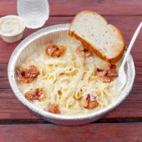 Pasta Josefina · Popular. Fettuccine pasta in Alfredo sauce topped with bacon wrapped shrimp and Parmesan che...