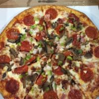 Deluxe Special Pizza · Pepperoni, ham, mushrooms, onions, green peppers.