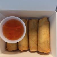 4 Spring Rolls  · 4 deep fried veggie egg rolls with sweet and sour dipping sauce