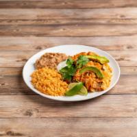 Enchiladas · Your choice of meat folded in corn tortillas with avocado your choice of salsa roja or tomat...