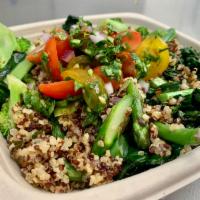 Alexsis' Gluten Free Quinoa · Broccoli, green bean, kale, pico de gallo.