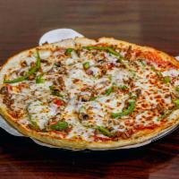 The Supreme Pizza · Pepperoni, sausage, green peppers, onions, mushrooms and cheese.