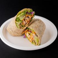 Chinese Chicken Wrap  · Crisp romaine lettuce, grilled skinless chicken breast, red cabbage, grated carrots, edamame...