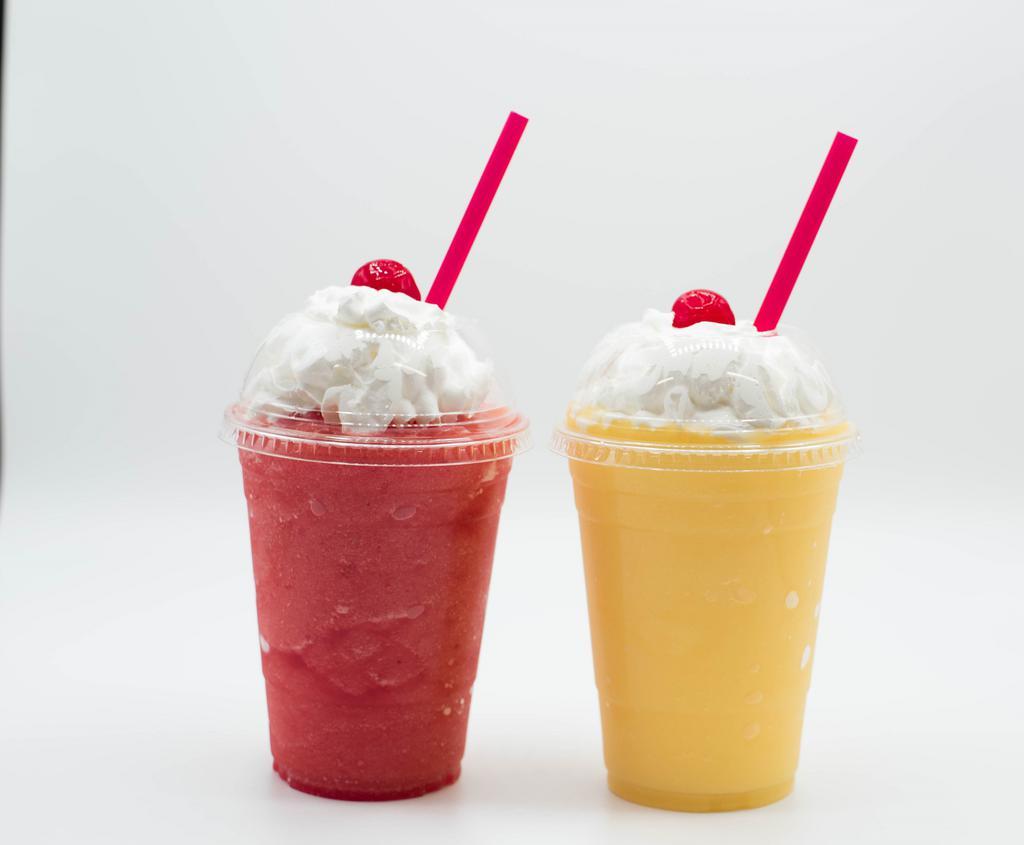 Smoothies Special · Your choice of 1 or 2 fruits and shave ice. Topped with whipped cream and a cherry. fruit choices strawberry, mango, and banana.