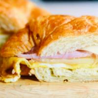 Ham, Egg & Cheese Croissant · A flaky French pastry.