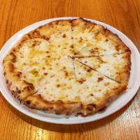 White Pizza · Enjoy the delicious combination of creamy Alfredo sauce, mozzarella and provolone blend, fre...