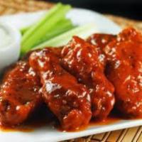 12 Piece Wings · Served with blue cheese, celery and choice of sauce: Buffalo, super hot, teriyaki, Thai chil...