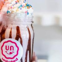Brownie Shortcake cookie dough milkshake · Our Brownie Batter cookie dough and our Strawberry Shortcake ice cream blended together, wit...