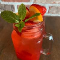 Strawberry Tsunami · Lime, strawberry, orange, lime juice and sparkling water.