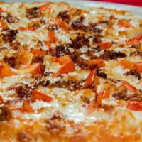 8. Chicken Bacon Ranch Pizza Combo · Homemade ranch sauce, shredded whole milk mozzarella cheese, chicken breast, bacon and tomat...