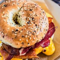 NYC-Style B.E.C. · Bacon, eggs, American cheese, spicy mayo on bagel of choice.
