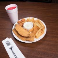Catfish Combo · Served with  Coleslaw,Hush puppies,and Drink.